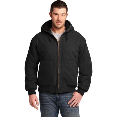 Washed Duck Cloth Insulated Hooded Work Jacket